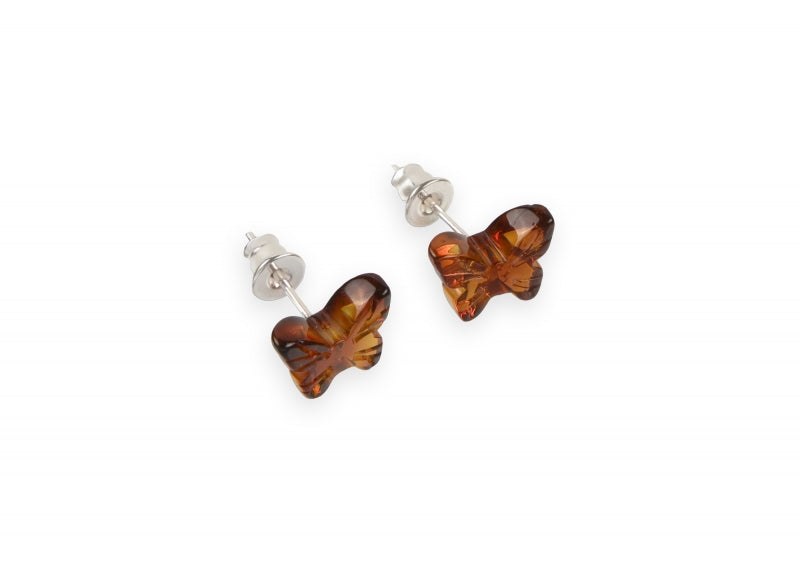 Srebrne naušnice PAPILLON s jantarom
